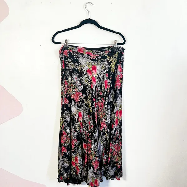 Coldwater Creek Reversible Maxi Skirt Womens Sz Large Floral‎ Boho Vintage 90s - Image 3