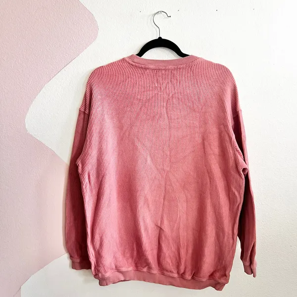 Aerie Pink Waffle Knit Sweater Cozy Minimalist Loungewear Oversized Small‎ - Image 3
