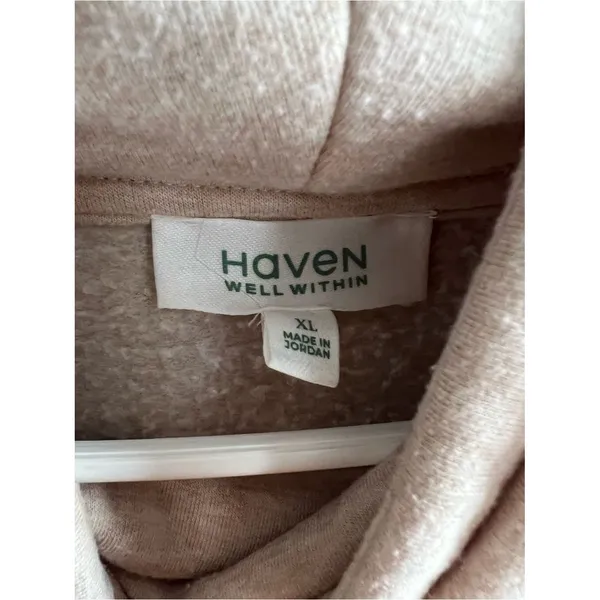 Haven Well Within Cream Cowl Neck Sweatshirt Lightweight Cozy Size XL - Image 2