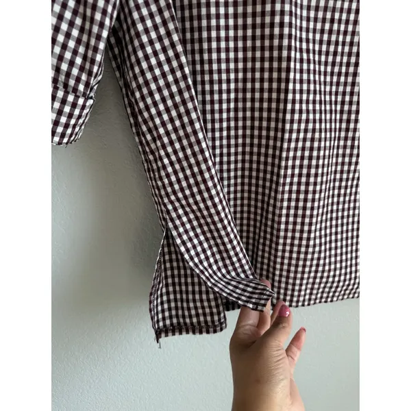Aggieland Outfitters‎ Maroon Gingham Split Neck Tunic Blouse XL Gameday Preppy - Image 6