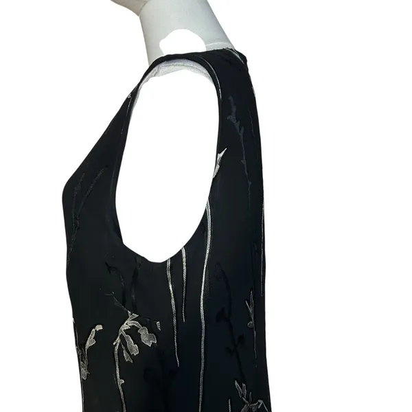 Casual Corner VTG Shift Dress Black Floral Sleeveless Maxi/Ankle SZ 12 Sheer - Image 6