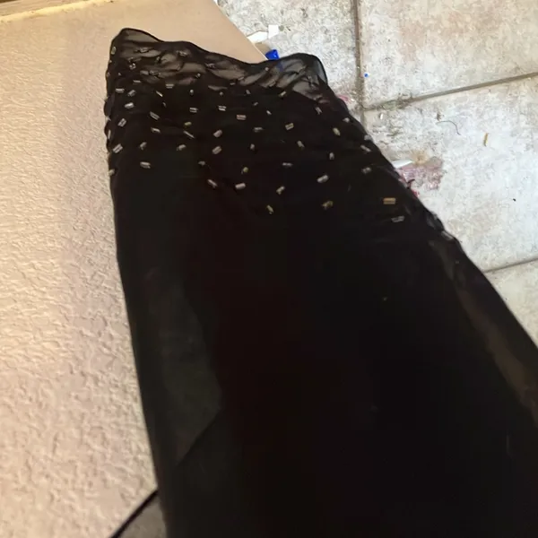 FINAL MARKDOWN Beaded edge dressy black scarf - Image 2