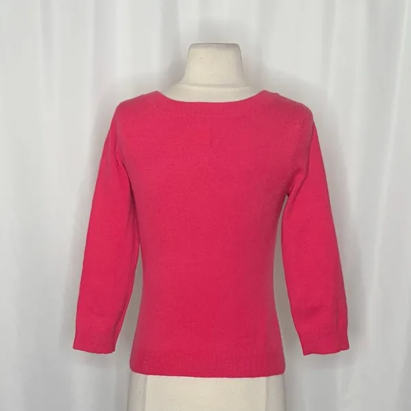 GARNET HILL Cashmere Sweater Scoop Neck Solid Pink Bright Pullover X-Small - Image 9