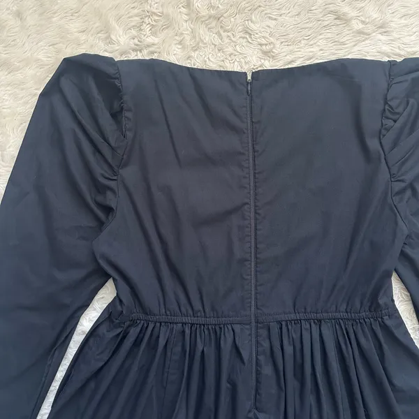 Abercrombie & Fitch Dress Long Sleeve Poplin Babydoll Mini Black Tall Sz MT - Image 5