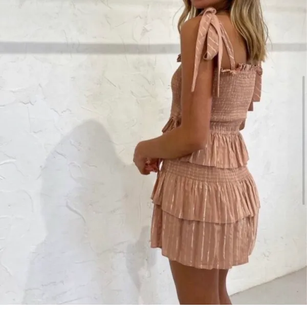 House of Harlow 1960 Corinne Tan metallic Dress - Image 2