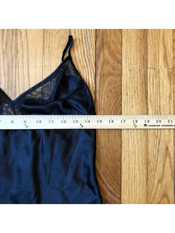 Victoria's Secret NWOT Vintage 1990s Women's Satin Black Lacy Slip Nightgown M - Image 4
