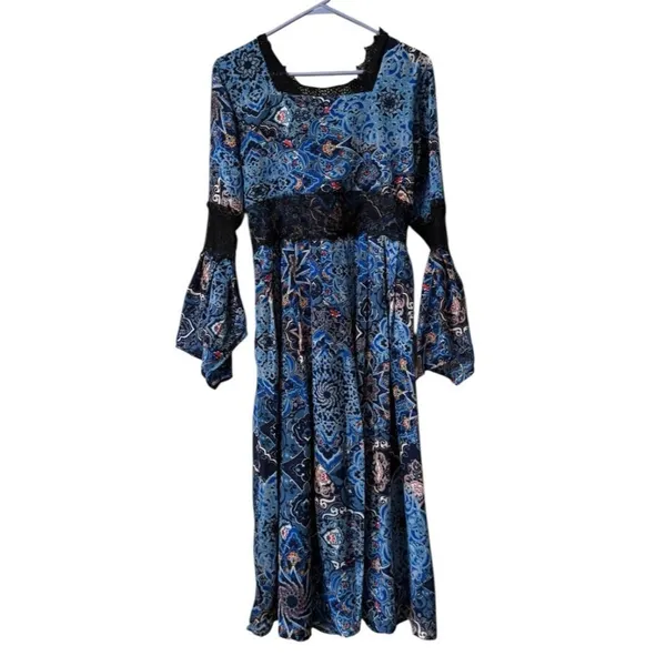 The Pyramid Collection‎ Midi Dress Women Size Small Boho Hippie Lace Art To Wear - Image 2