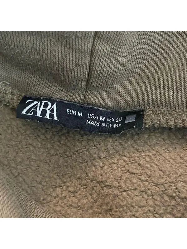 Zara Olive Brown Oversized Funnel Neck Sweatshirt Pullover Women M - Image 3