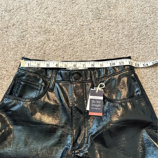 Abercrombie & Fitch Curve Love 90s Straight Ultra High Rise Patent Leather Pants - Image 5