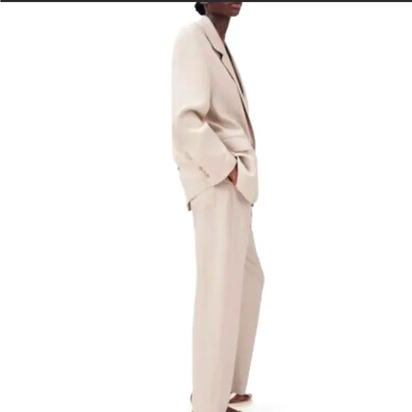 ZARA NEW Women's Size Beige One-Buttoned Long Sleeve Oversized Blazer Jacket Tan - Image 6