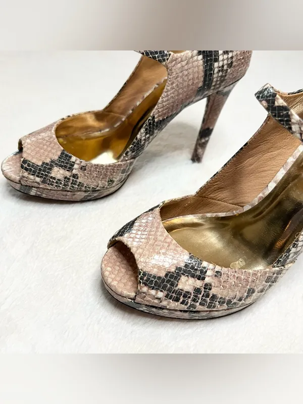 Coach Snake Print Peep Toe Mary Jane High Heels Size 6 Shawna Python Animal - Image 4