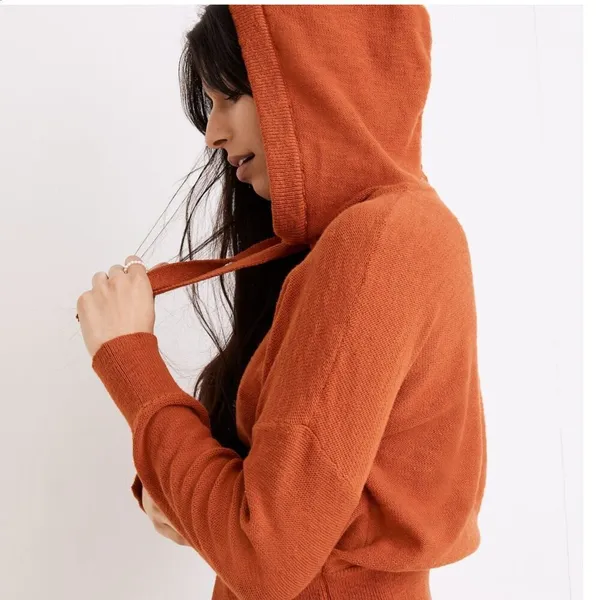 Madewell Women's Size Medium Clairview Hoodie Sweater Maple Glow‎ Orange NC682 - Image 3