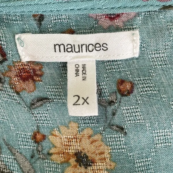 Maurices Teal Floral Babydoll Top - Image 6