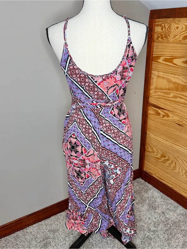 Cotton Candy LA Floral Paisley Spaghetti Strap Cropped Wide Leg Jumpsuit Small S - Image 2