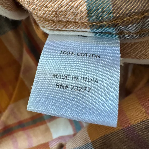 SO flannel button front Juniors xs Shirt Blue, cream, orange and maroon plaid flannel - Image 5