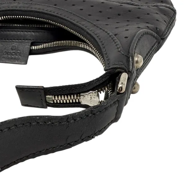 Gucci Reins Vintage Interlocking GG Perforated Leather Black Hobo Bag Purse - Image 16