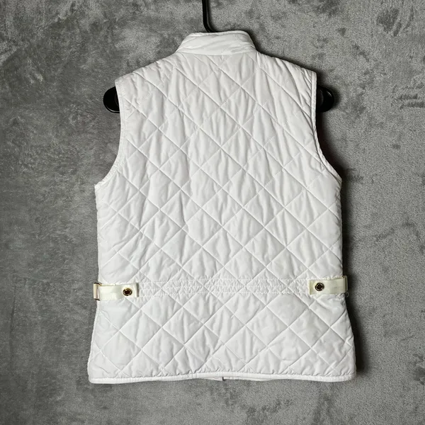 Lauren Ralph Lauren Reversible Quilted Vest Orange & White Utility Pockets Small - Image 4