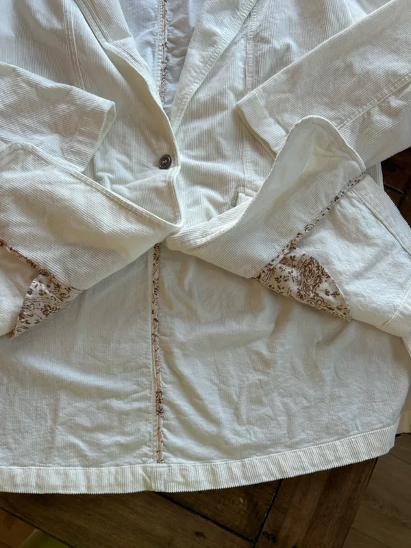 Anthropologie Pilcro Washed Corduroy White Oversized Blazer Coat XS - Image 11