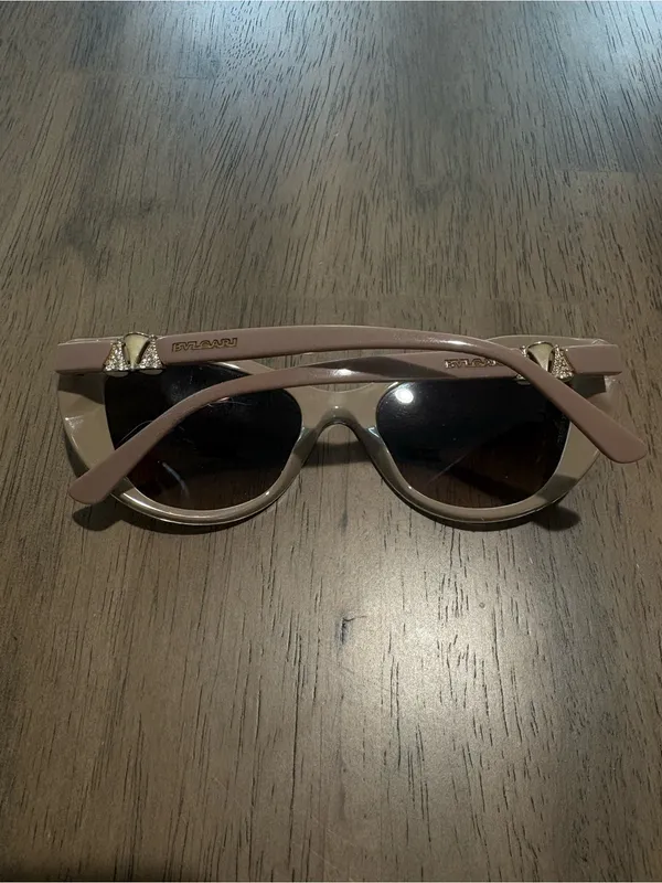Bvlgari Diamanté Swarovski Gems Nude Coral Cats Eye Gradient Acetate Sunglasses - Image 4