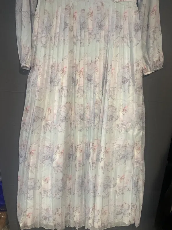 Lasaky Women Floral Pleated Maxi Dress Pastel Cottagecore Romantic Long Sleeve - Image 3