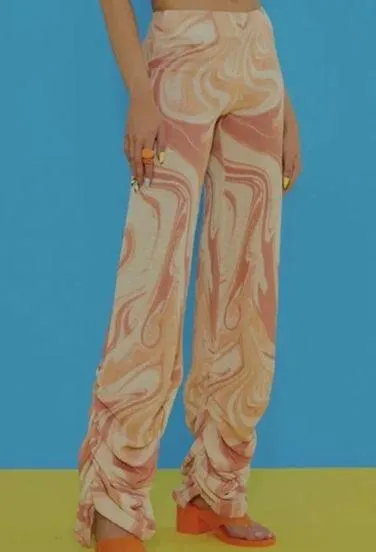 JADED LONDON Orange Swirl Ruched Hem Printed Knit Joggers Size US 2 s small - Image 2