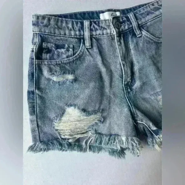 KanCan Women’s Blue Frayed and Distressed Jean Shorts‎ Size XS - Image 4