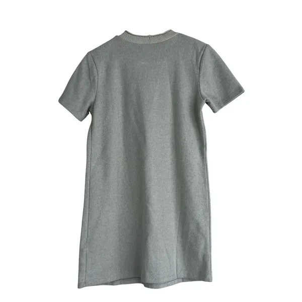 Zara Shirt Dress Womens S Gray Knit Mini Cotton Minimalist Clean Girl Normcore - Image 5