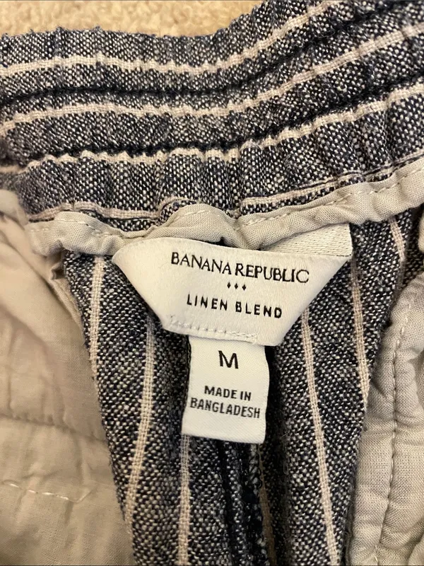 Banana Republic Women’s Linen Blend Striped Blue White Cropped Wide Leg Pants - Image 8
