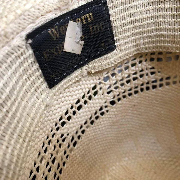 Vintage rare pink ombre western cowgirl/cowboy straw hat with silver tone hardware Size L - Image 8