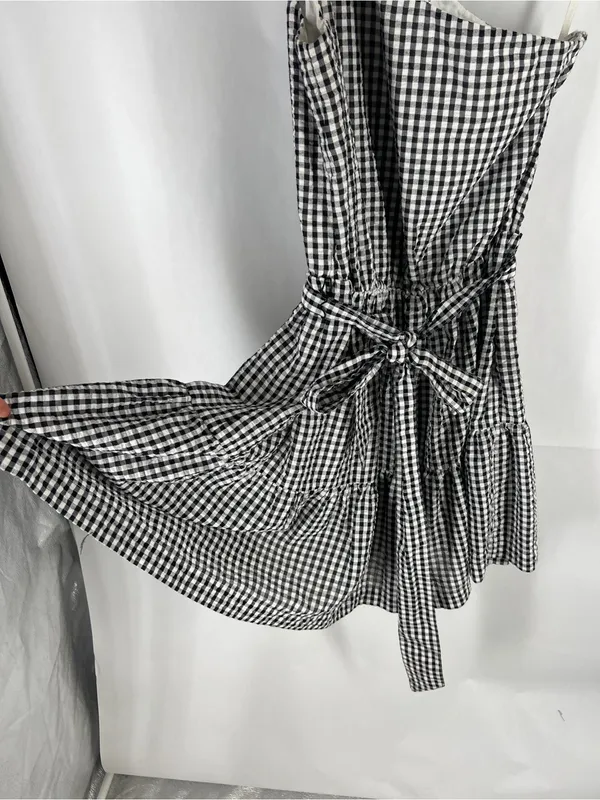 Vineyard Vines Black & White Gingham One-Shoulder Dress - Image 6