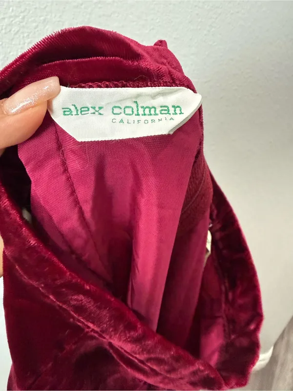 Vintage Alex Colman Burgundy Velvet Maxi Skirt Side Slit Whimsy Goth Y2K Size XS - Image 3