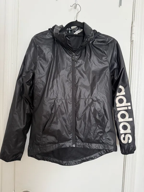 Adidas Black Windbreaker Jacket Zip-Up - Image 2