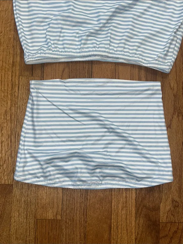 SheIn Striped Blue & White Tube Top & Maxi Skirt - Women Medium - NEW - Image 4