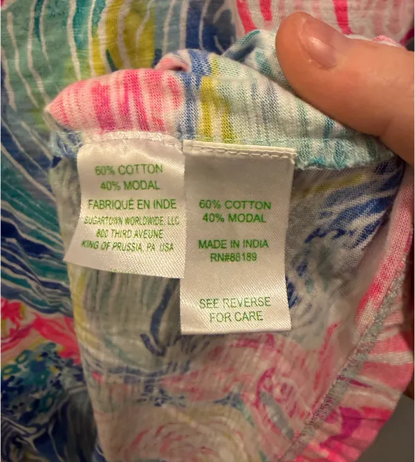 Lilly Pulitzer V-Neck Patterned Sleeveless Essie Dress Pink White Blue Multi - Image 5
