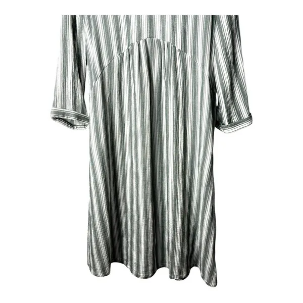 Haven Well Within Midi Dress Womens XS Green Striped V-Neck Cotton Gauze Casual - Image 8