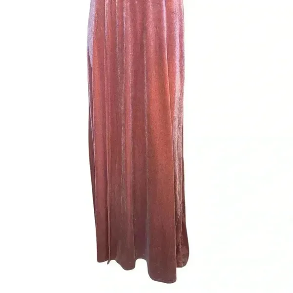 Lulus whimsical romance pink velvet faux-wrap maxi dress slits size medium.I#67 - Image 5
