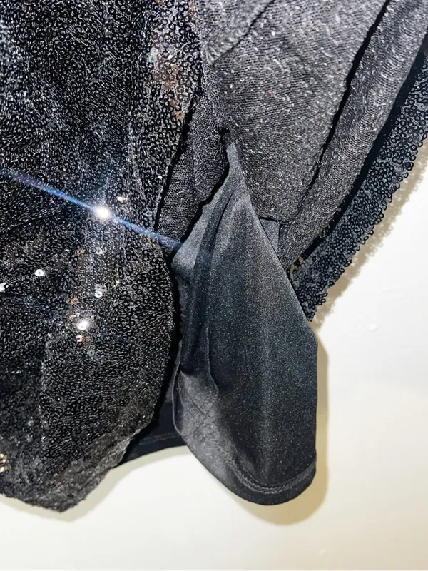 Lulus black sparkly sequin crossover slit mini tank top dress new - Image 10