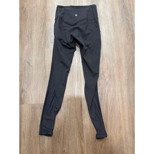 Lululemon High Waist Black‎ Mesh Panel Leggings Women's Size 4 - Image 2