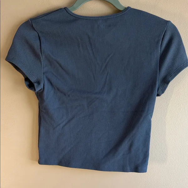 Abercrombie & Fitch Navy Ribbed Crop Top - Image 3