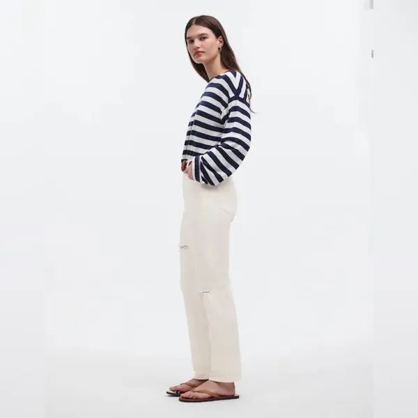 Madewell The‎ Petite '90s Straight Leg Jeans High Rise Tile White NWT Size 26P - Image 13