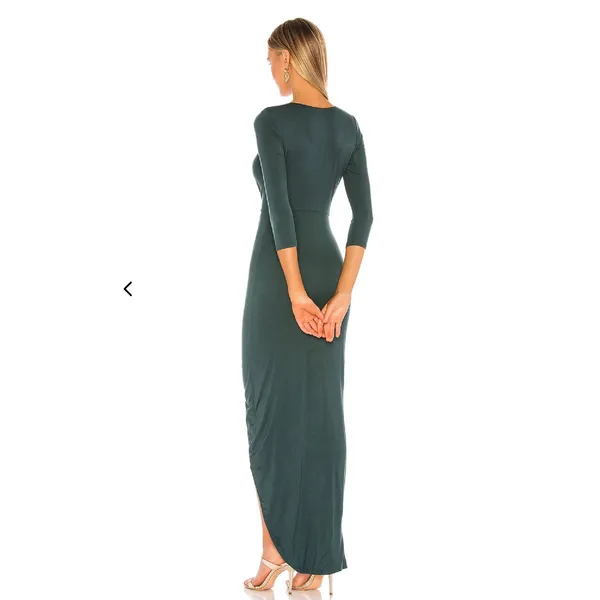 Lovers and Friends Sundance Maxi Dress Everglade Green V-Neck Twist Front Small - Image 2