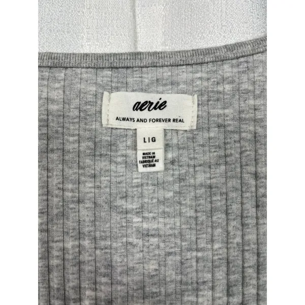 Aerie Gray Ribbed Knit Maxi Dress Sz.L - Image 9