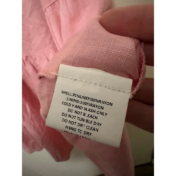 Petal + Pup Pink Linen Blend Halter Tie Waist Tiered Maxi Dress Small‎ NEW - Image 3