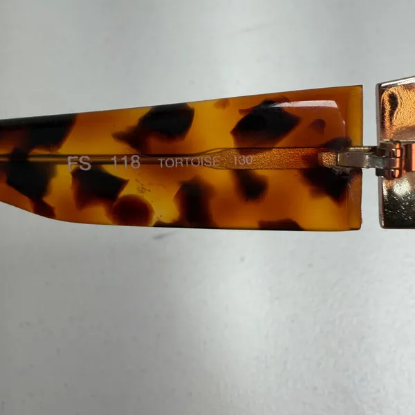 VTG Y2K Fendi Sunglasses FS 118 Tortoise Gold Shield Wrap Made in Italy Vintage - Image 12