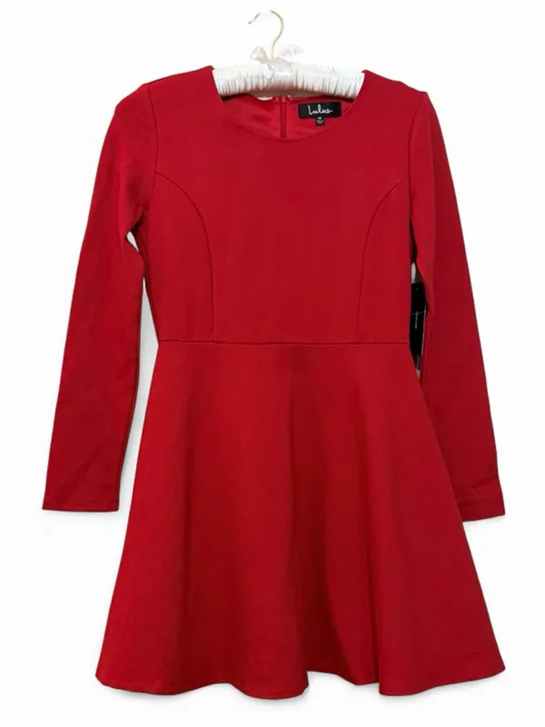 NWT Lulus Women’s Red Forever Chic Red Long SleeveMidi Dress Size Medium - Image 4