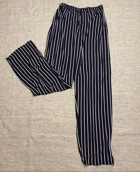 Brandy Melville Striped Blue Navy White Pants Bottoms - Image 10