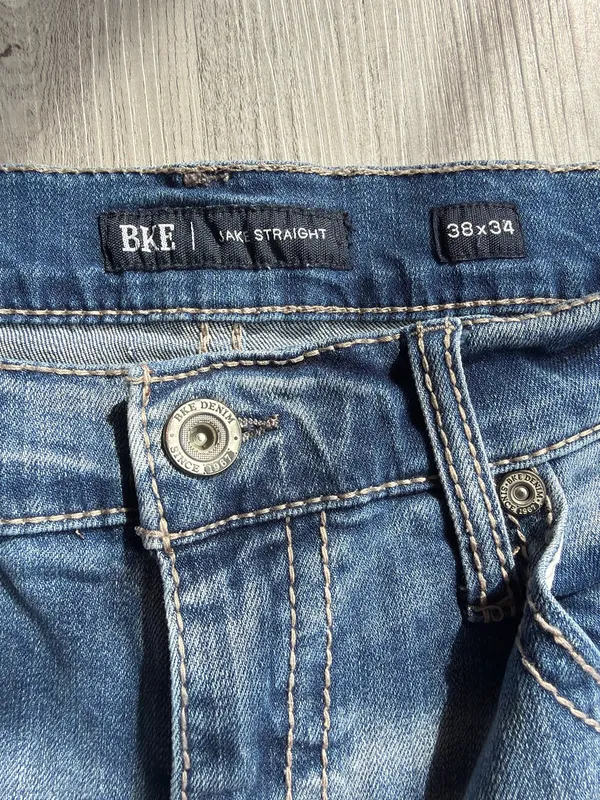 BKE Jake Straight Jeans Men’s Size 38x34 Distressed Denim - Image 9