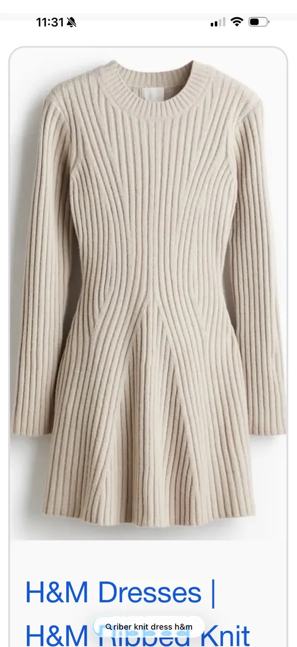 Rib Knit Dress H&M light beige melange - Image 2