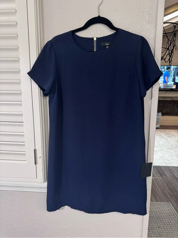 Lulu's Navy Short Sleeve Shift Mini Dress - Image 2
