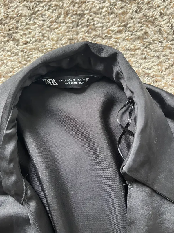 Zara Black Satin Effect Mini Dress - Image 5